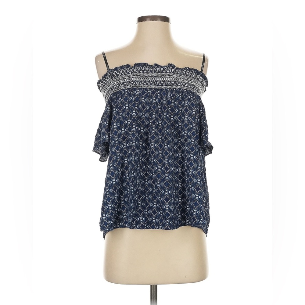 Laundry By Shelli Segal Blue Smocked Blouse